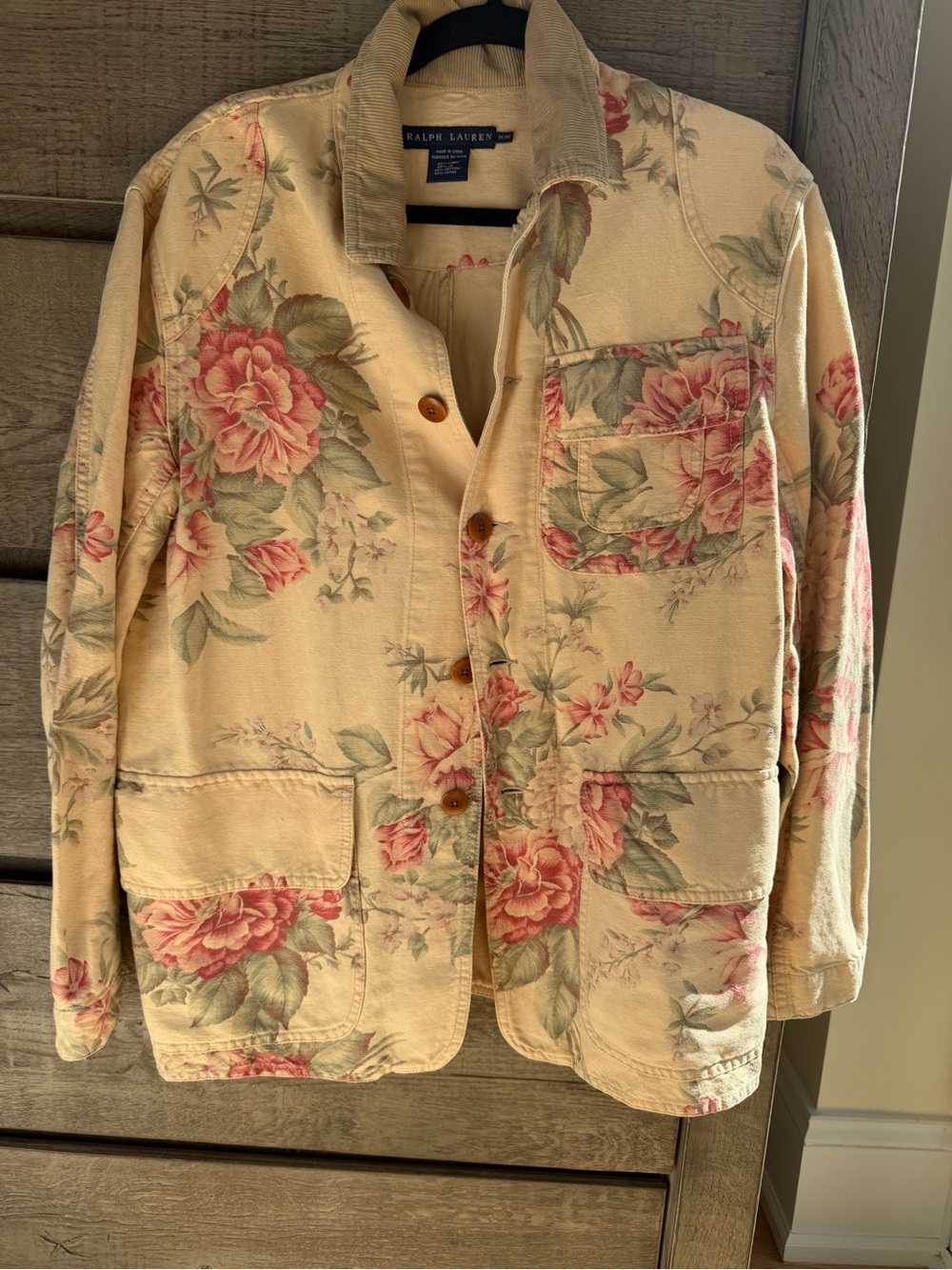 Ralph Lauren Beige Floral Utility Jacket Rare Vintage - excellent cond - sz M
